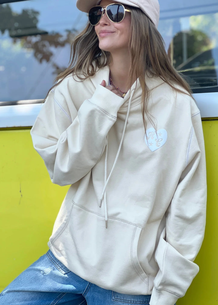 HAMMILL & CO Womens My Boyfriends Oversized Hoodie - Natural, WOMENS HOODIES, CAT HAMMILL, Elwood 101