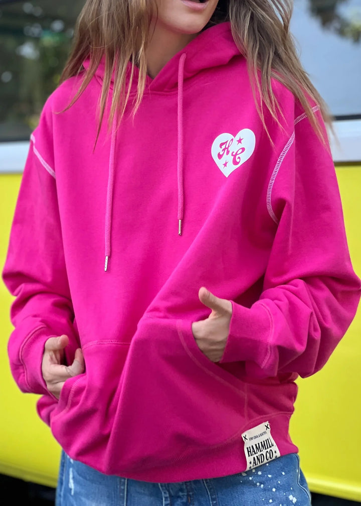 HAMMILL & CO Womens My Boyfriends Oversized Hoodie - Pink, WOMENS HOODIES, CAT HAMMILL, Elwood 101