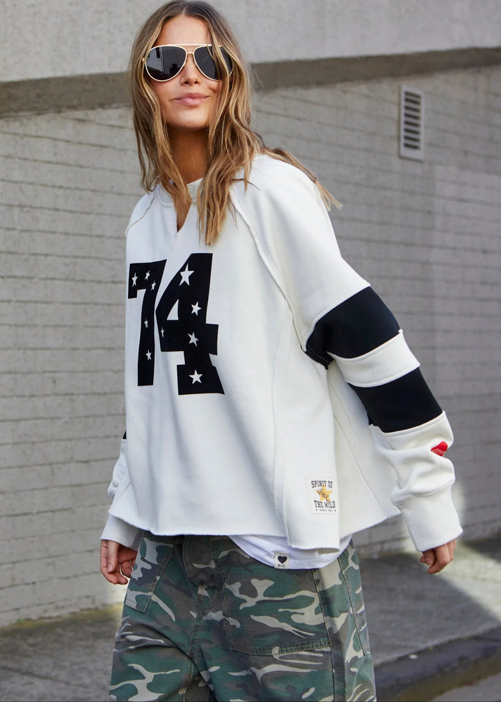 HAMMILL & CO Womens Panelled Sleeve 74 Sweat Natural, WOMENS KNITS & SWEATERS, CAT HAMMILL, Elwood 101