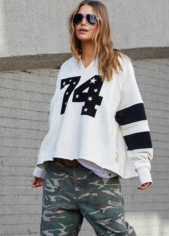 HAMMILL & CO Womens Panelled Sleeve 74 Sweat Natural, WOMENS KNITS & SWEATERS, CAT HAMMILL, Elwood 101