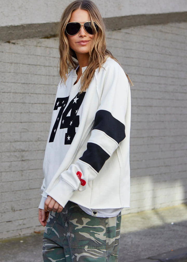 HAMMILL & CO Womens Panelled Sleeve 74 Sweat Natural, WOMENS KNITS & SWEATERS, CAT HAMMILL, Elwood 101