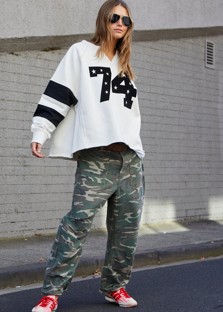 HAMMILL & CO Womens Panelled Sleeve 74 Sweat Natural, WOMENS KNITS & SWEATERS, CAT HAMMILL, Elwood 101