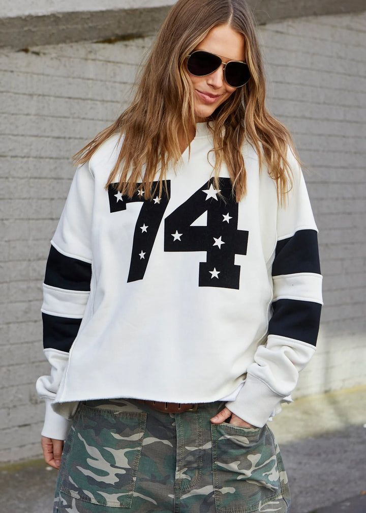 HAMMILL & CO Womens Panelled Sleeve 74 Sweat Natural, WOMENS KNITS & SWEATERS, CAT HAMMILL, Elwood 101