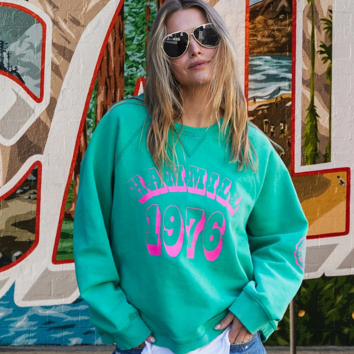 HAMMILL & CO Womens Vintage Wash Hammill 76 Sweat Washed Green, WOMENS KNITS & SWEATERS, CAT HAMMILL, Elwood 101