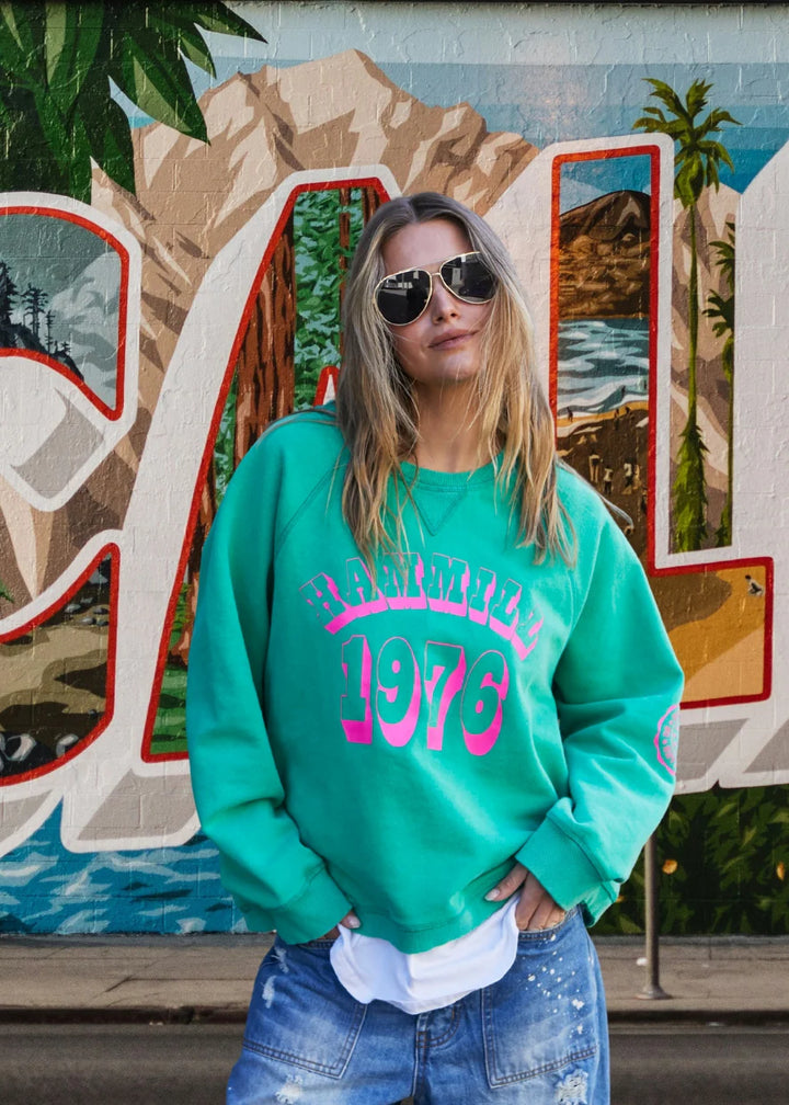 HAMMILL & CO Womens Vintage Wash Hammill 76 Sweat Washed Green, WOMENS KNITS & SWEATERS, CAT HAMMILL, Elwood 101