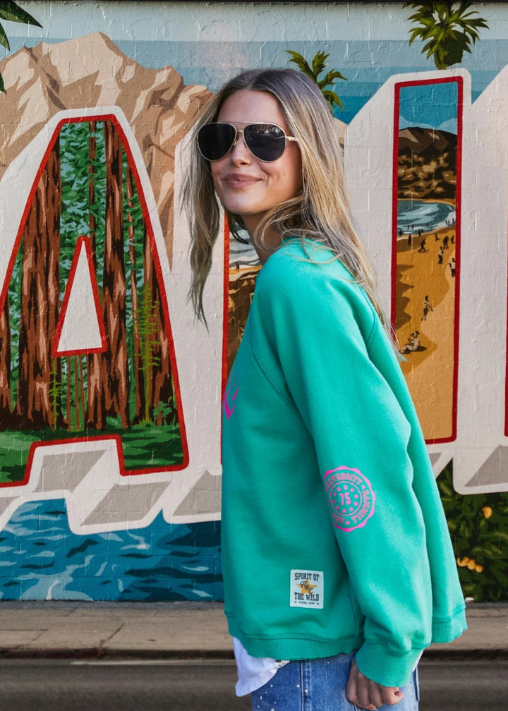 HAMMILL & CO Womens Vintage Wash Hammill 76 Sweat Washed Green, WOMENS KNITS & SWEATERS, CAT HAMMILL, Elwood 101