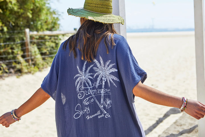 HAMMILL & CO Womens Resort Cheesecloth Beach Dress - Navy, WOMENS DRESSES, CAT HAMMILL, Elwood 101