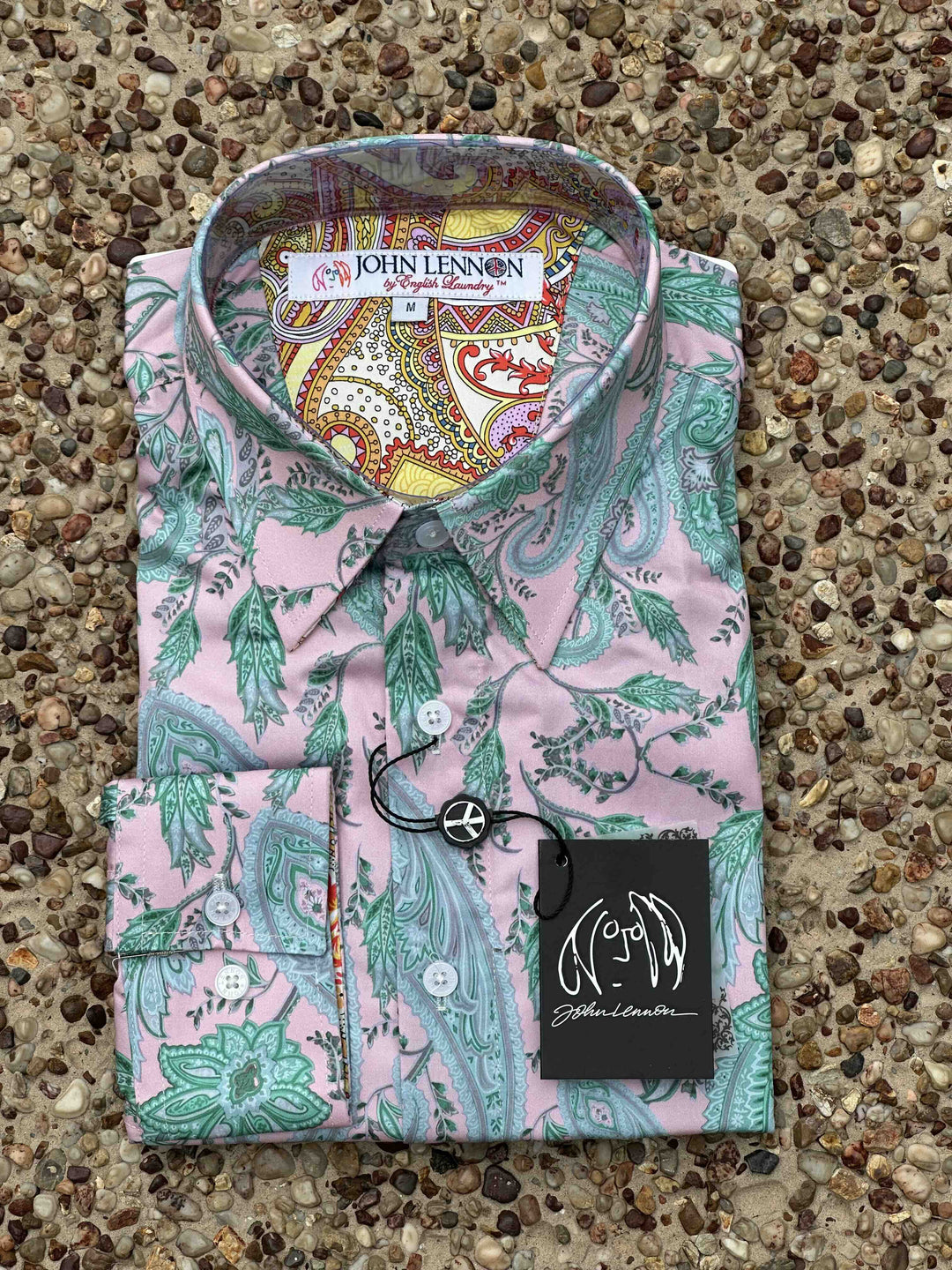 JOHN LENNON Mens Gosport Long Sleeve Paisley Shirt in Mint