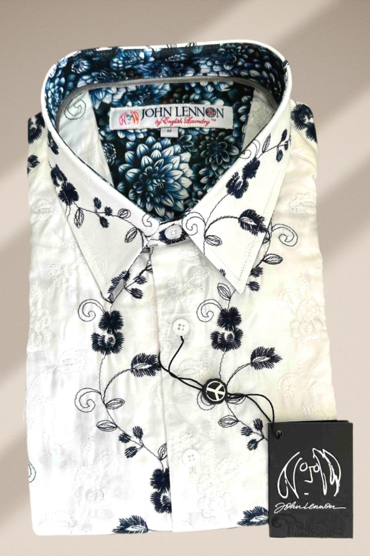 JOHN LENNON Mens Merry Hill Short Sleeve Shirt in White, MENS SHIRTS, JOHN LENNON, Elwood 101