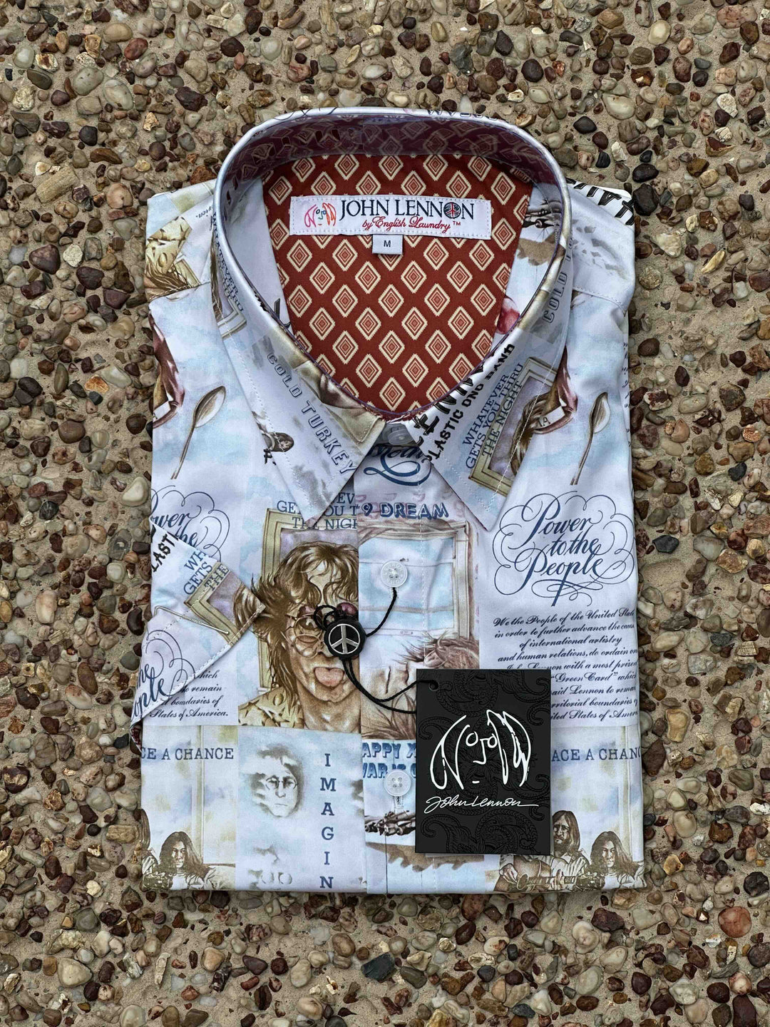 JOHN LENNON Mens Mind Games Short Sleeve Shirt in Putty