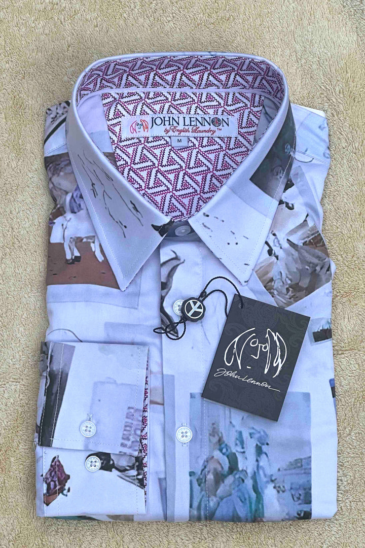 JOHN LENNON Mens Newark Long Sleeve Shirt in White, MENS SHIRTS, JOHN LENNON, Elwood 101