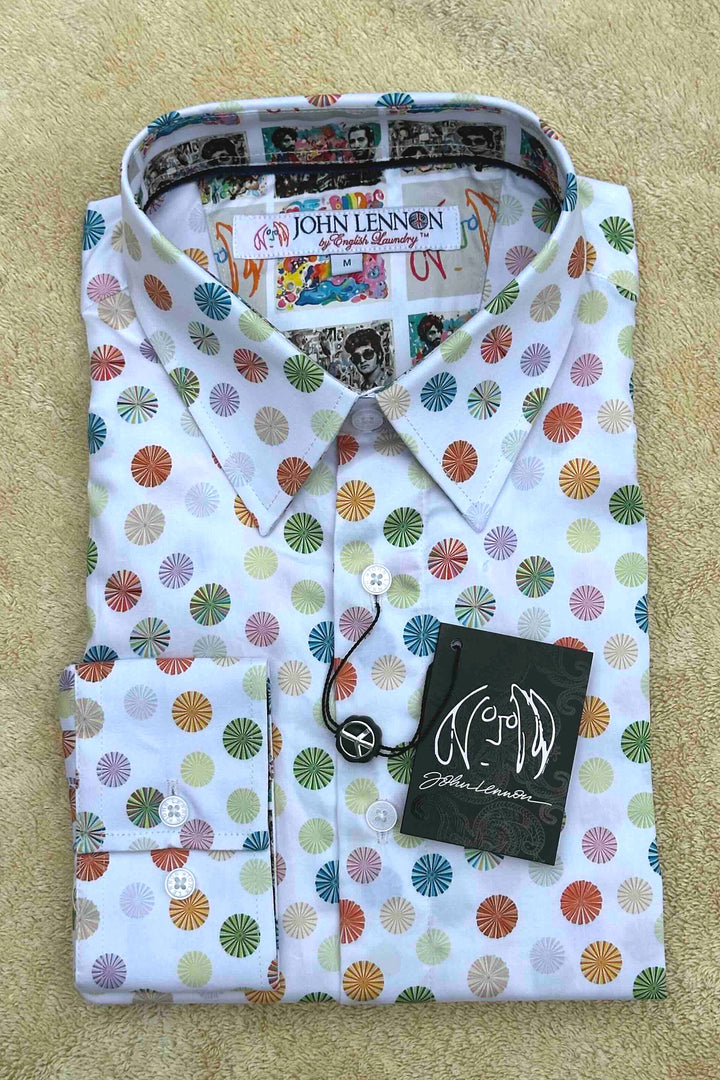 JOHN LENNON Mens Preston Long Sleeve Shirt in White, MENS SHIRTS, JOHN LENNON, Elwood 101