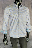 JOHN LENNON Mens Newport Long Sleeve Paisley Shirt - Mist, MENS SHIRTS, JOHN LENNON, Elwood 101