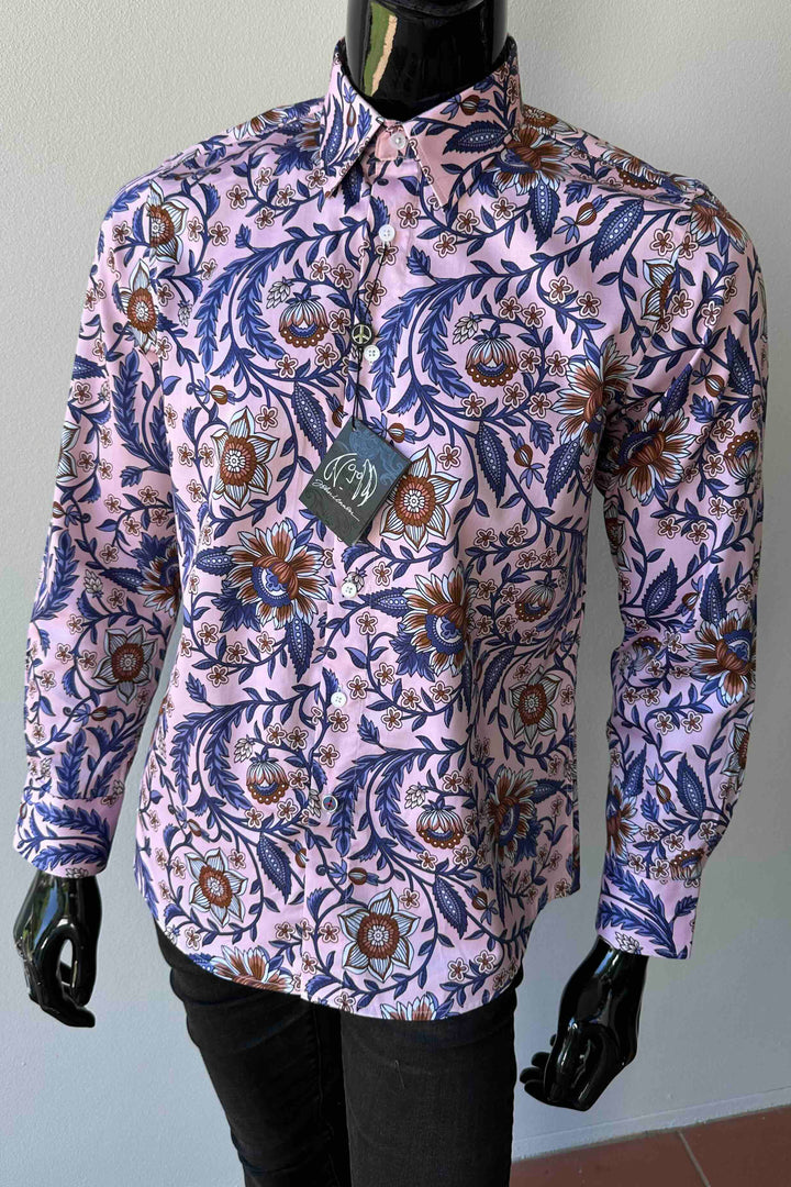 JOHN LENNON Mens Cradley Long Sleeve Paisley Shirt in Pink, MENS SHIRTS, JOHN LENNON, Elwood 101