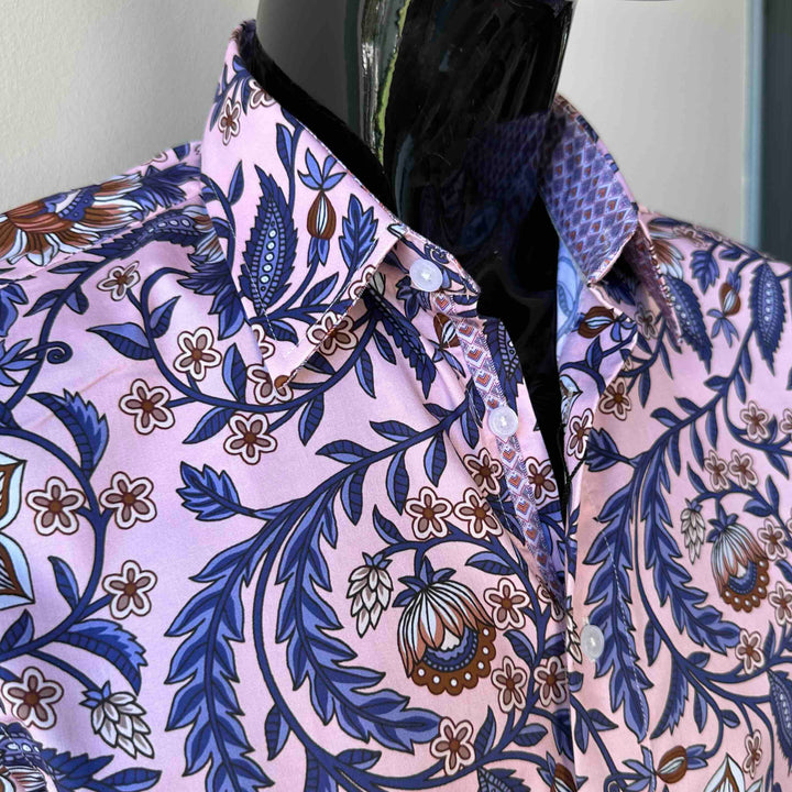 JOHN LENNON Mens Cradley Long Sleeve Paisley Shirt in Pink, MENS SHIRTS, JOHN LENNON, Elwood 101