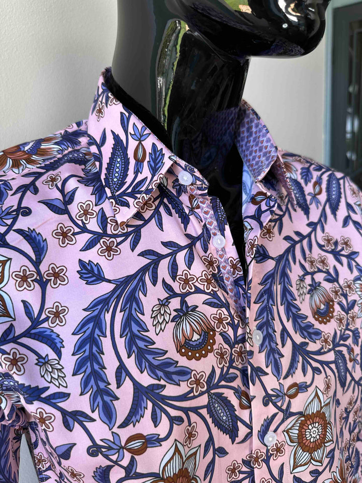 JOHN LENNON Mens Cradley Long Sleeve Paisley Shirt in Pink, MENS SHIRTS, JOHN LENNON, Elwood 101