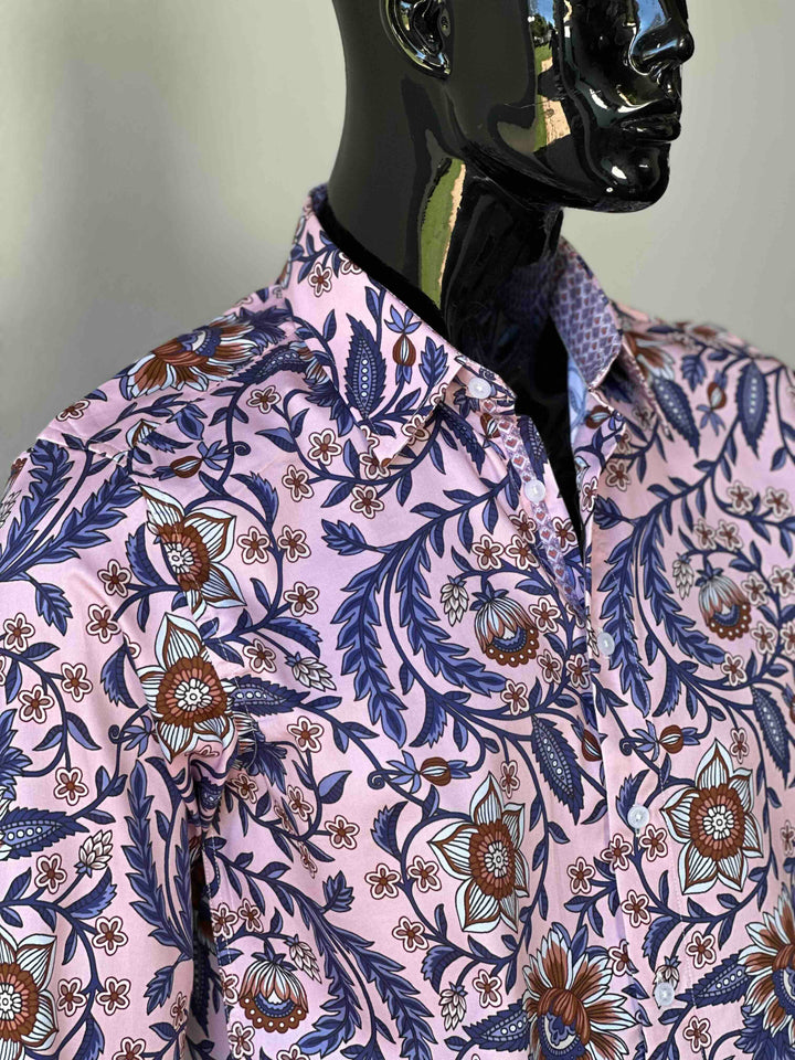 JOHN LENNON Mens Cradley Long Sleeve Paisley Shirt in Pink, MENS SHIRTS, JOHN LENNON, Elwood 101