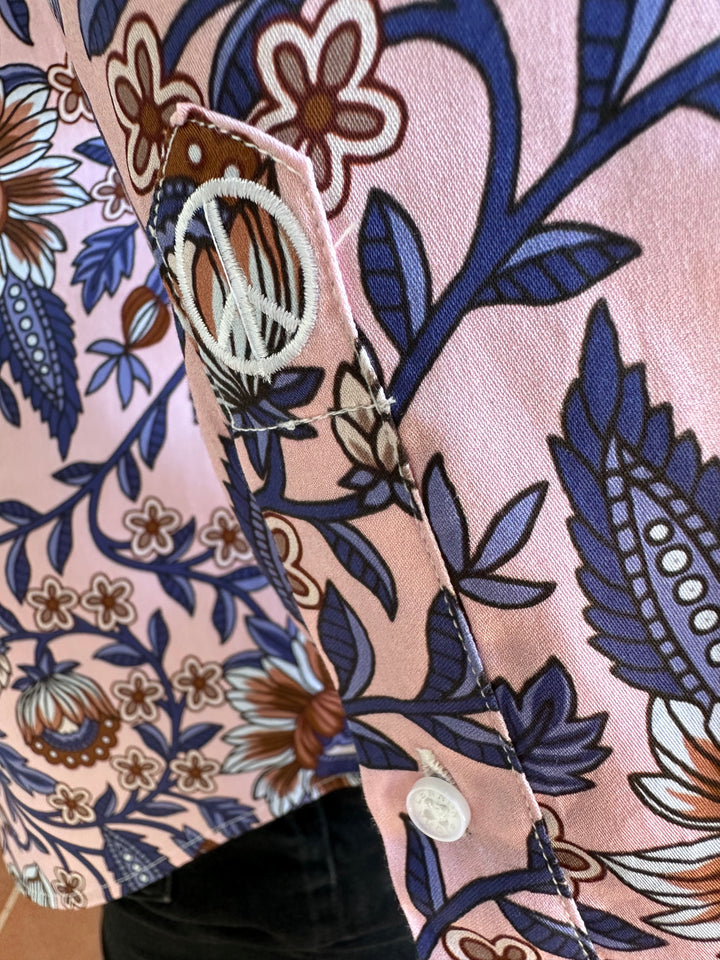 JOHN LENNON Mens Cradley Long Sleeve Paisley Shirt in Pink, MENS SHIRTS, JOHN LENNON, Elwood 101