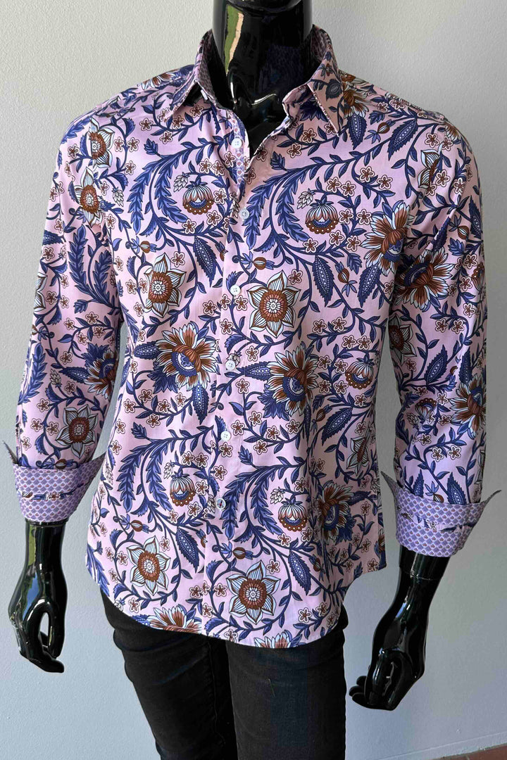 JOHN LENNON Mens Cradley Long Sleeve Paisley Shirt in Pink, MENS SHIRTS, JOHN LENNON, Elwood 101