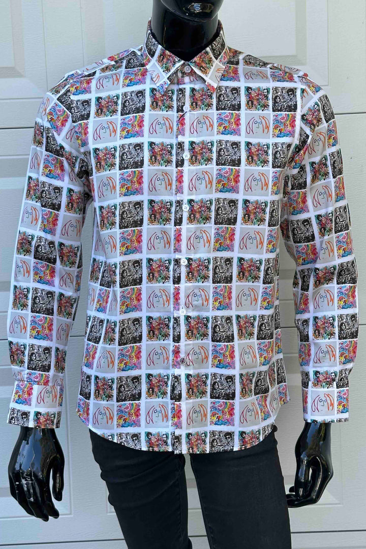 JOHN LENNON Mens Dewsbury Long Sleeve Shirt in Multi Print, MENS SHIRTS, JOHN LENNON, Elwood 101
