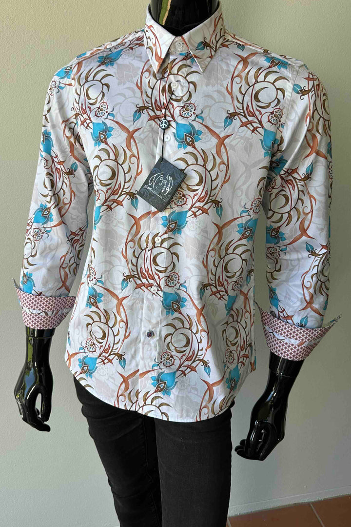 JOHN LENNON Mens Eldon Long Sleeve Shirt in Ecru, MENS SHIRTS, JOHN LENNON, Elwood 101