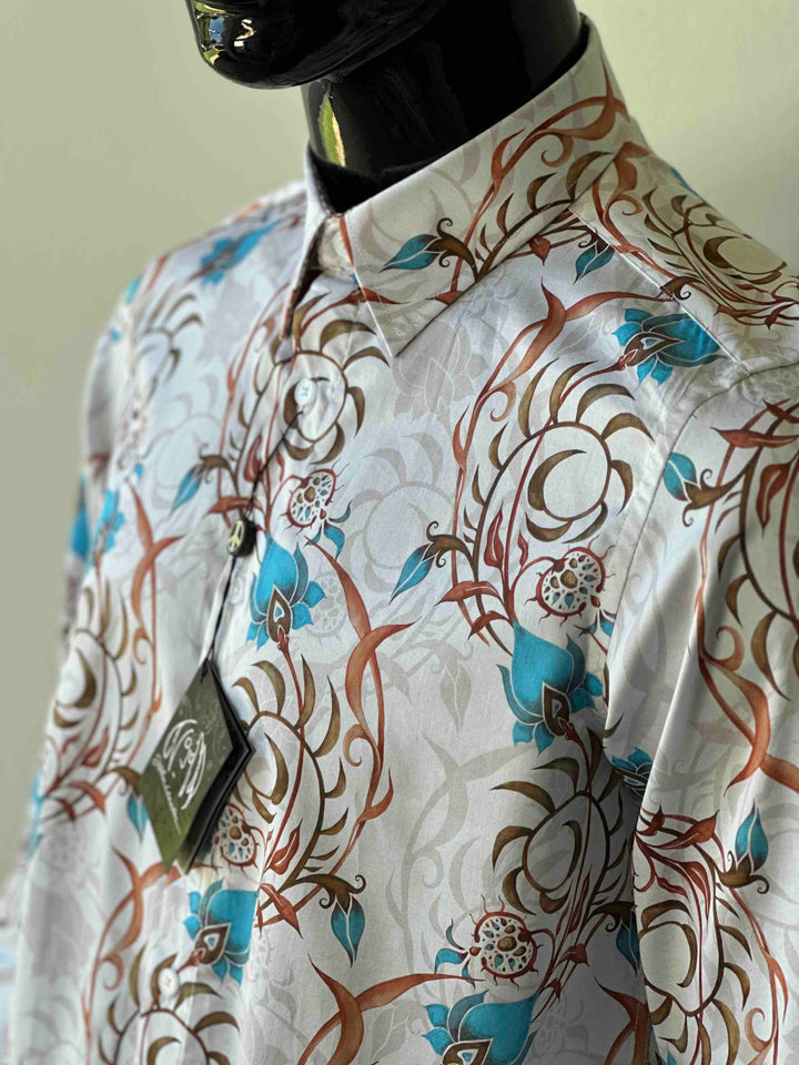 JOHN LENNON Mens Eldon Long Sleeve Shirt in Ecru, MENS SHIRTS, JOHN LENNON, Elwood 101