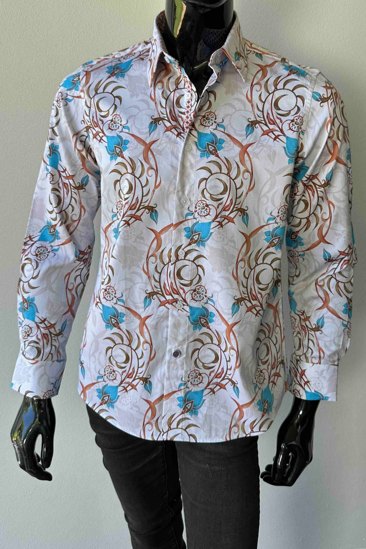 JOHN LENNON Mens Eldon Long Sleeve Shirt in Ecru, MENS SHIRTS, JOHN LENNON, Elwood 101