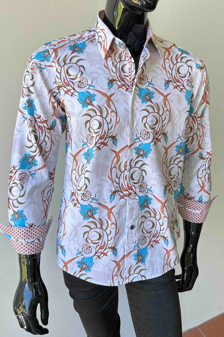 JOHN LENNON Mens Eldon Long Sleeve Shirt in Ecru, MENS SHIRTS, JOHN LENNON, Elwood 101