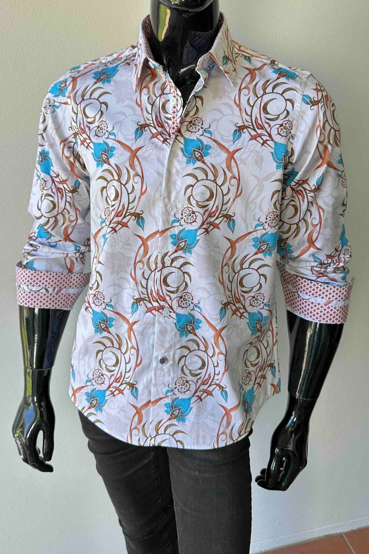 JOHN LENNON Mens Eldon Long Sleeve Shirt in Ecru, MENS SHIRTS, JOHN LENNON, Elwood 101