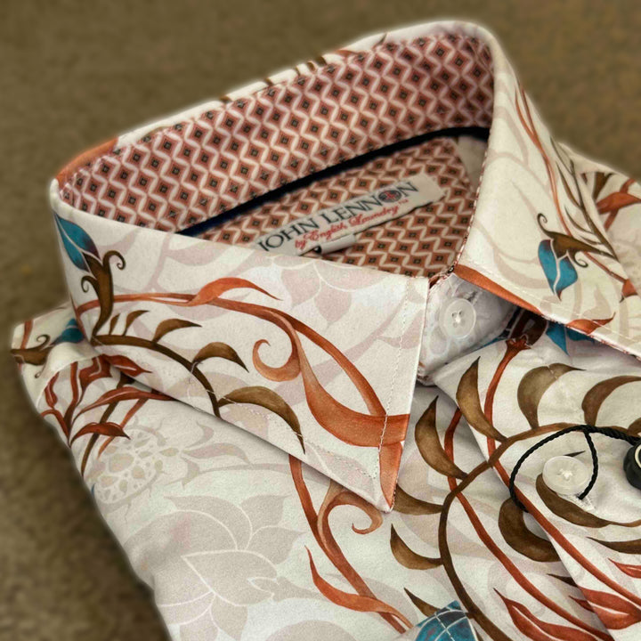 JOHN LENNON Mens Eldon Long Sleeve Shirt in Ecru, MENS SHIRTS, JOHN LENNON, Elwood 101