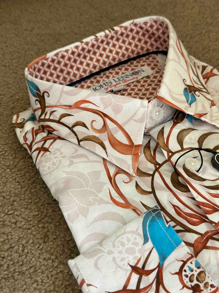 JOHN LENNON Mens Eldon Long Sleeve Shirt in Ecru, MENS SHIRTS, JOHN LENNON, Elwood 101