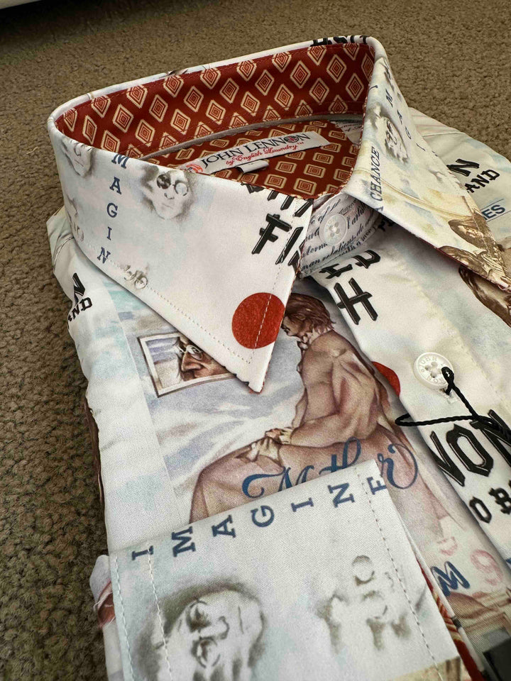 JOHN LENNON Mens Mind Games Long Sleeve Shirt in Putty, MENS SHIRTS, JOHN LENNON, Elwood 101