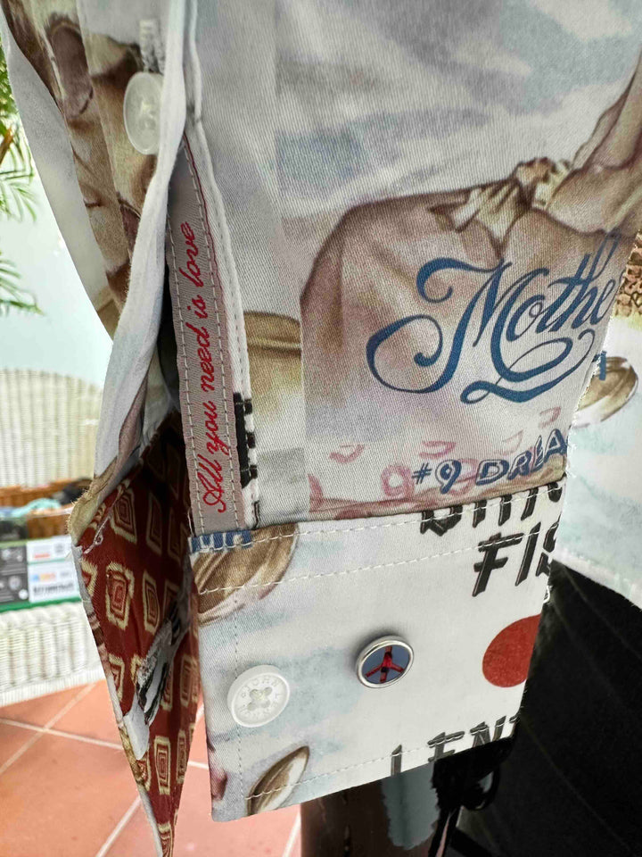 JOHN LENNON Mens Mind Games Long Sleeve Shirt in Putty, MENS SHIRTS, JOHN LENNON, Elwood 101