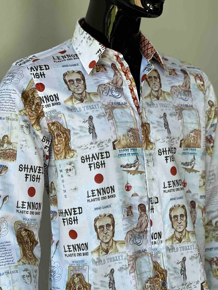 JOHN LENNON Mens Mind Games Long Sleeve Shirt in Putty, MENS SHIRTS, JOHN LENNON, Elwood 101