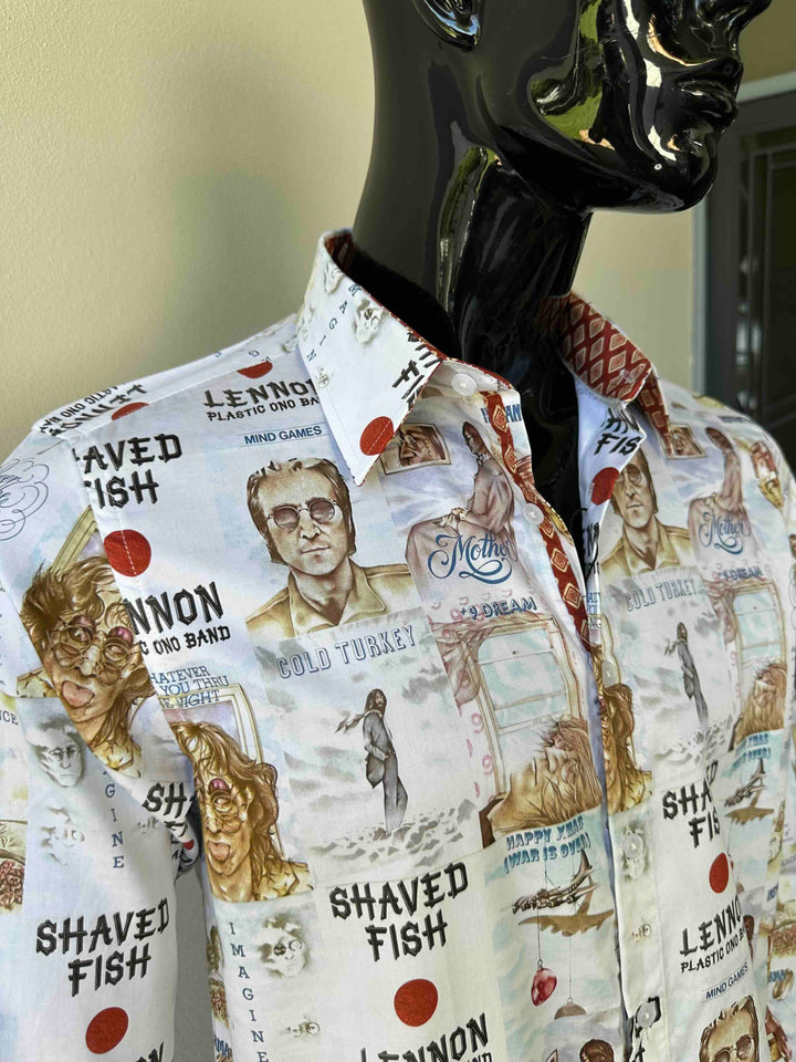 JOHN LENNON Mens Mind Games Long Sleeve Shirt in Putty, MENS SHIRTS, JOHN LENNON, Elwood 101