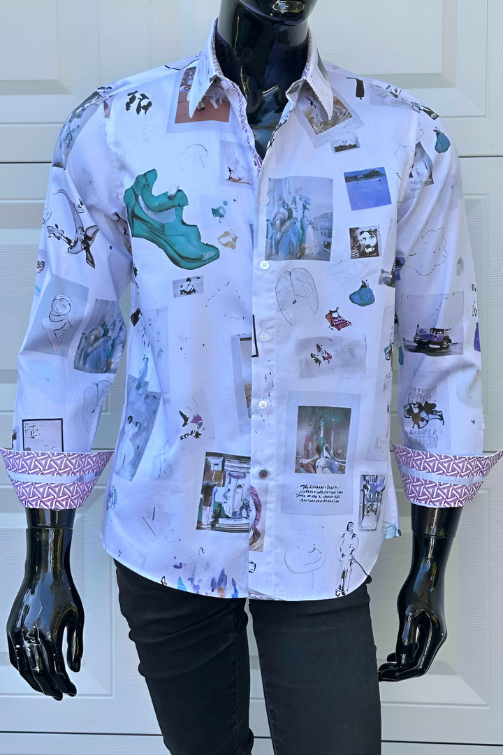 JOHN LENNON Mens Newark Long Sleeve Shirt in White, MENS SHIRTS, JOHN LENNON, Elwood 101
