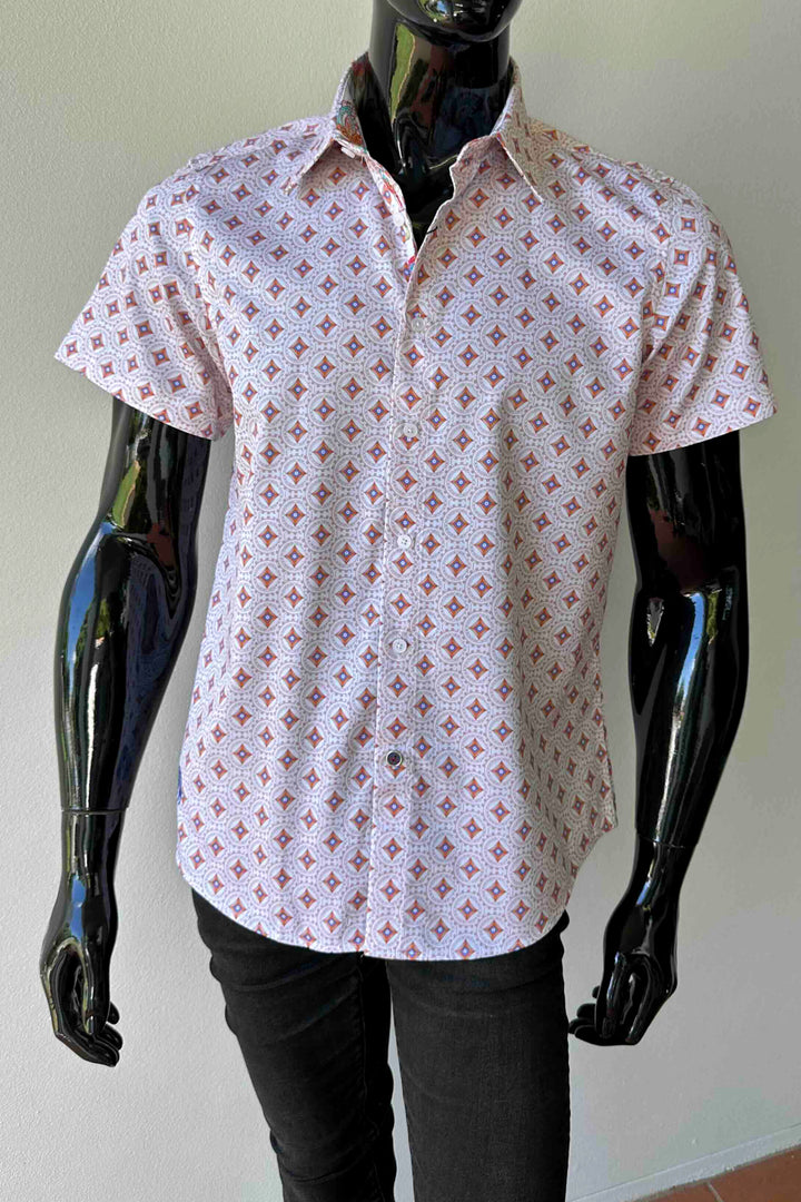 JOHN LENNON Mens Spalding Short Sleeve Shirt in Ecru, MENS SHIRTS, JOHN LENNON, Elwood 101