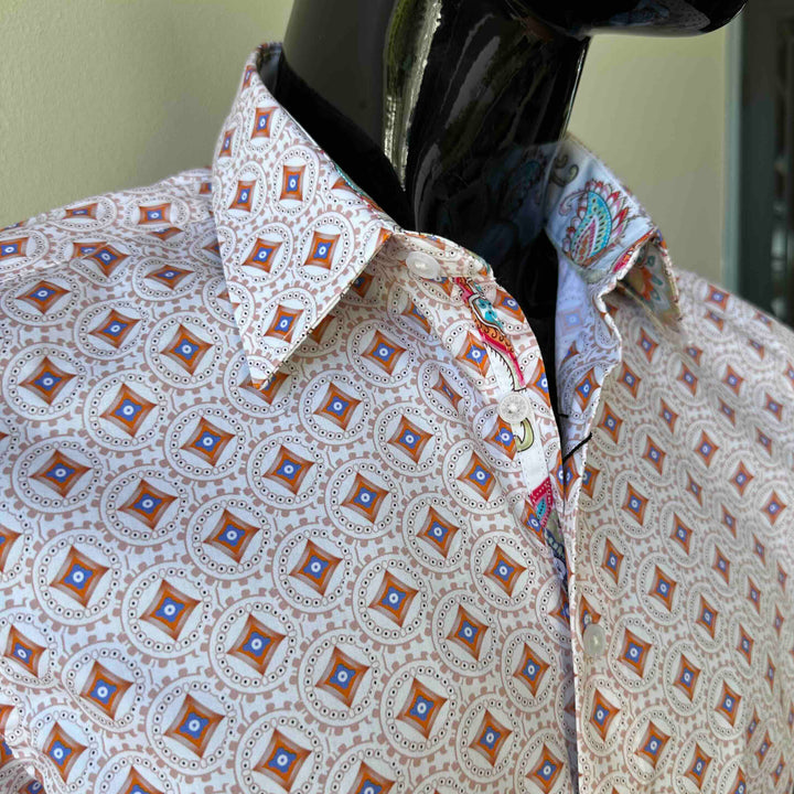 JOHN LENNON Mens Spalding Short Sleeve Shirt in Ecru, MENS SHIRTS, JOHN LENNON, Elwood 101