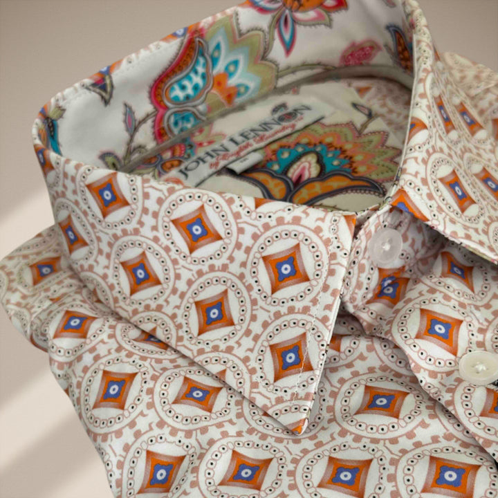 JOHN LENNON Mens Spalding Short Sleeve Shirt in Ecru, MENS SHIRTS, JOHN LENNON, Elwood 101