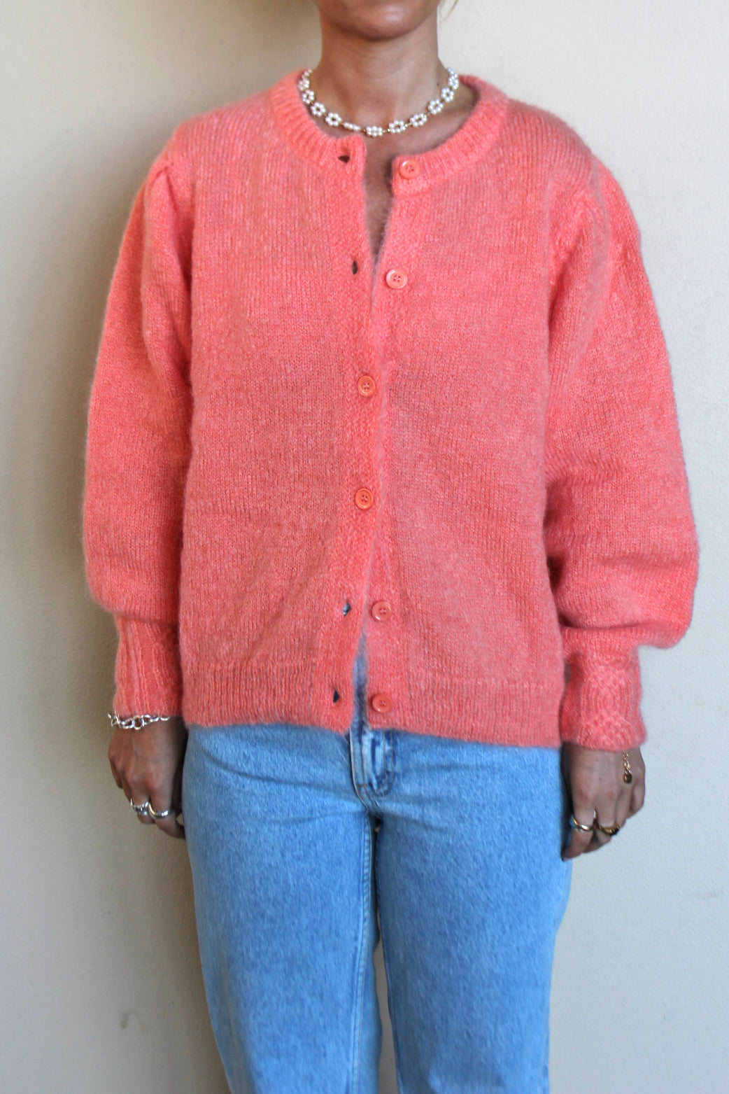 MAISON ANJE Womens Lunivers Kid Mohair Cardi Papaya – Elwood 101