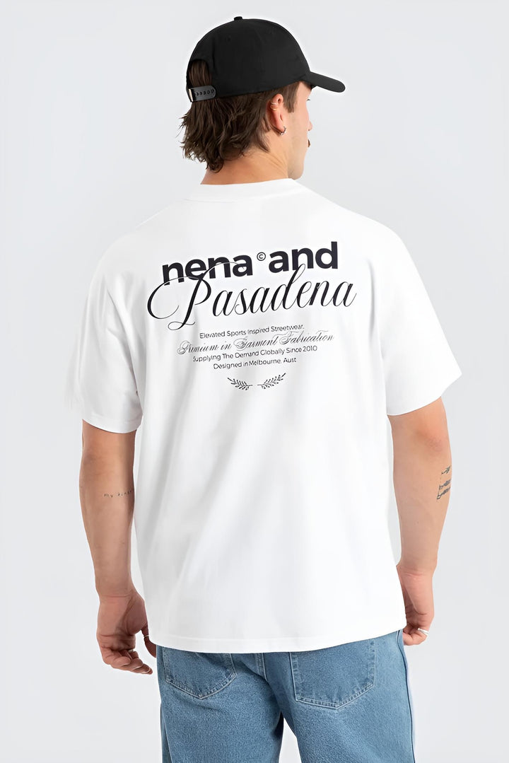 NENA & PASADENA Mens Written Classic Tee in White, MENS TEE SHIRTS, NENA PASADENA, Elwood 101