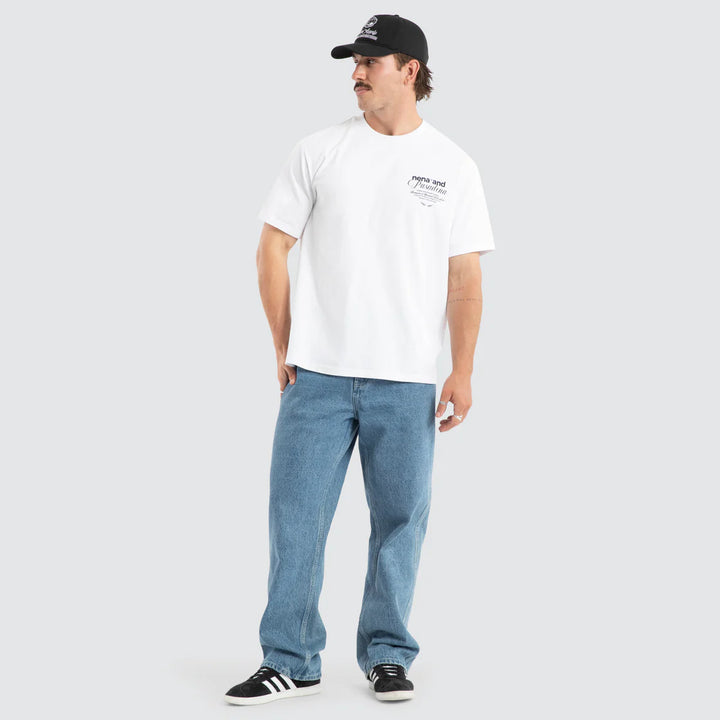 NENA & PASADENA Mens Written Classic Tee in White, MENS TEE SHIRTS, NENA PASADENA, Elwood 101