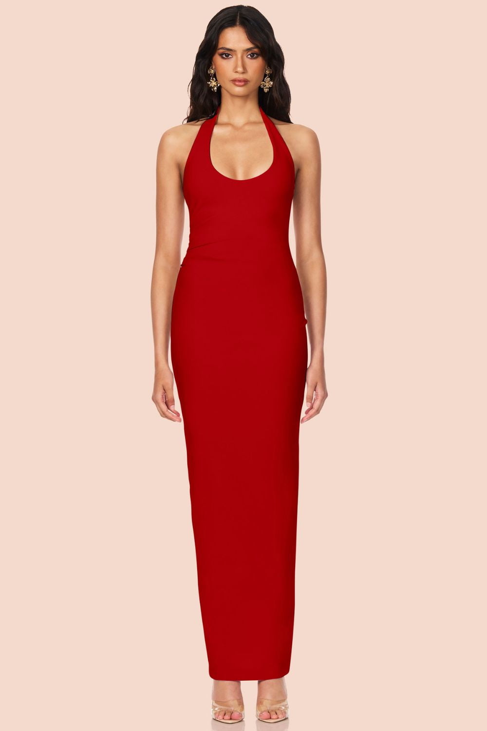 NOOKIE Womens Natalia Halter Maxi in Red