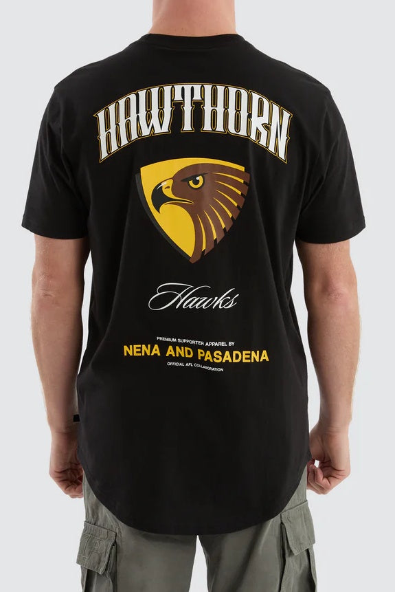 NXP x AFL Hawthorn Hawks Legend Tee Jet Black, MENS TEE SHIRTS, NENA PASADENA, Elwood 101