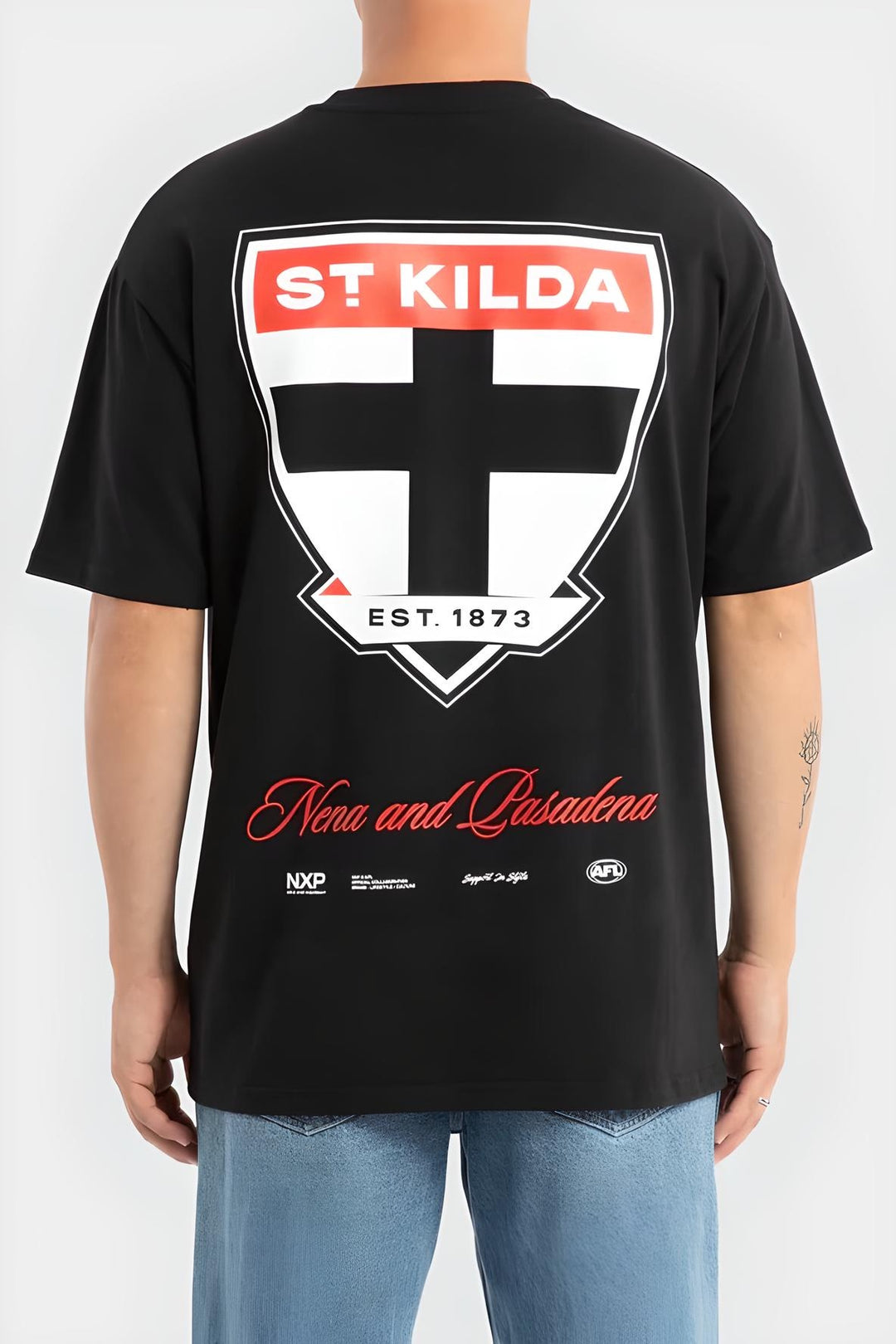 NXP x AFL St Kilda Saints Season Tee Jet Black, MENS TEE SHIRTS, NENA PASADENA, Elwood 101