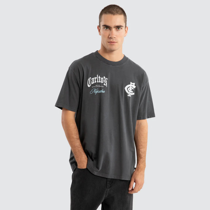 NXP x AFL Carlton Blues Vintage Goth Tee Pigment Asphalt, MENS TEE SHIRTS, NENA PASADENA, Elwood 101