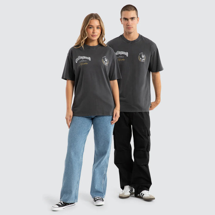 NXP x AFL Collingwood Magpies Vintage Goth Tee Pigment Asphalt, MENS TEE SHIRTS, NENA PASADENA, Elwood 101