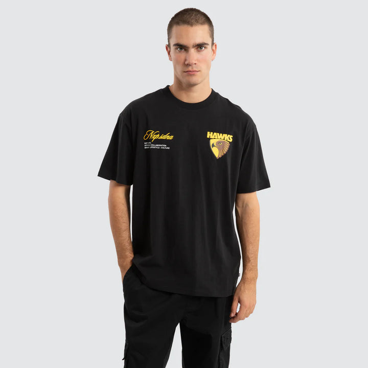 NXP x AFL Hawthorn Hawks Season Tee Jet Black, MENS TEE SHIRTS, NENA PASADENA, Elwood 101
