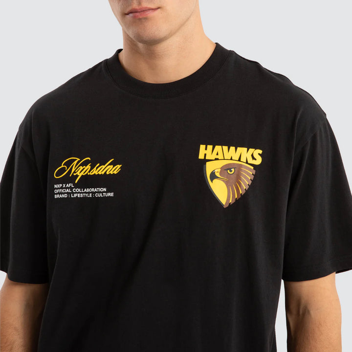 NXP x AFL Hawthorn Hawks Season Tee Jet Black, MENS TEE SHIRTS, NENA PASADENA, Elwood 101