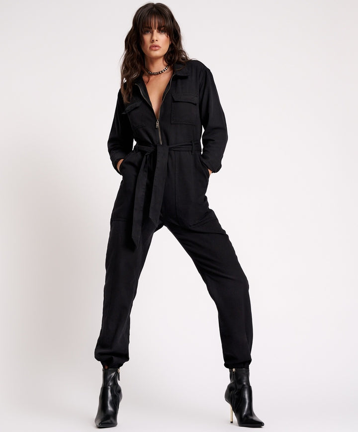 ONE TEASPOON Womens Black Claudia Overall, WOMENS JUMPSUITS & OVERALLS, OneTeaspoon, Elwood 101